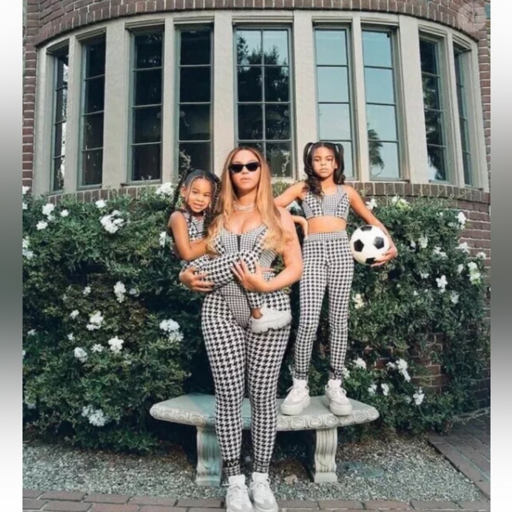 NWT adidas Ivy Park Big Girls Nina Tights Houndstooth Size S black White New - Picture 1 of 16